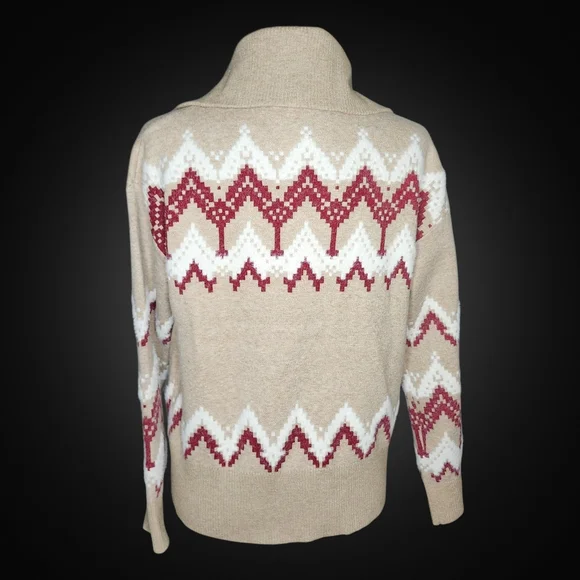 CYNTHIA ROWLEY Patterned Zip Up Sweater - Small - Picture 6 of 8